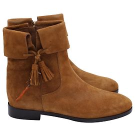 Aquazzura Bottines Coachella en Daim Marron Marron Beige