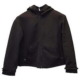Prada-Prada-Jacke mit Kapuze und Reißverschluss aus schwarzem Nylon-Schwarz