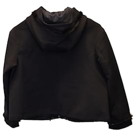 Prada-Prada Hooded Zipped Jacket in Black Nylon-Black