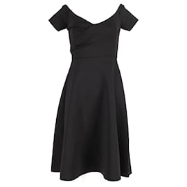 Autre Marque-Saloni Drop-Shoulder Sleeve Dress in Black Polyester-Black