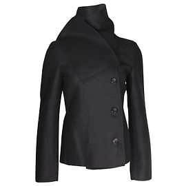 Jil Sander Asymmetric Coat in Black Cashmere Black