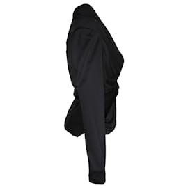 Balenciaga-balenciaga 2009 Pleated Evening Jacket in Black Rayon-Black