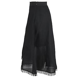 Dkny-DKNY Mesh Midi Skirt in Black Polyester-Black