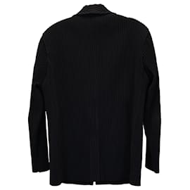 Issey Miyake-Issey Miyake Homme Plissé Single-Breasted Blazer in Black Polyester-Black