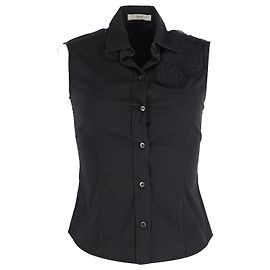 Top sin mangas con botones y panel de ojales de Prada en algodón negro Negro