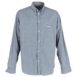 Balenciaga-Balenciaga Large Fit Check Shirt in Blue Cotton-Other