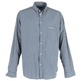 Balenciaga Large Fit Karohemd aus blauer Baumwolle Andere