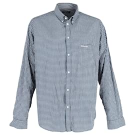 Balenciaga-Camisa xadrez grande Balenciaga em algodão azul-Outro