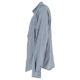 Balenciaga-Camisa xadrez grande Balenciaga em algodão azul-Outro