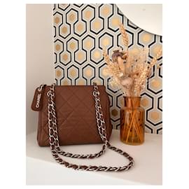 Chanel-Chanel bag in brown quilted leather-Light brown