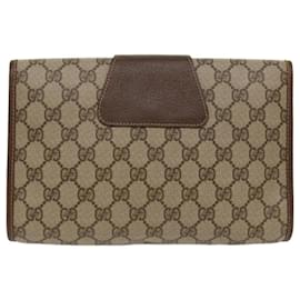 Gucci-GUCCI GG Canvas Web Sherry Line Clutch Bag PVC Leather Beige Green Auth 53257-Red,Beige,Green