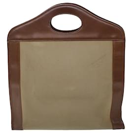 Autre Marque-Burberrys Hand Bag Canvas Leather Brown Beige Auth ti1227-Brown,Beige