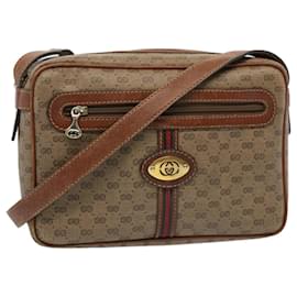 Gucci-GUCCI Micro GG Canvas Web Sherry Line Umhängetasche Beige Rot 007 904 Auth ep1647-Rot,Beige
