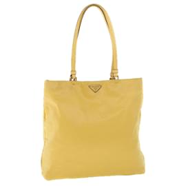 Prada-PRADA Tote Bag Nylon Leather Yellow Auth 53710-Yellow