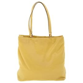 Prada-PRADA Tote Bag Nylon Leather Yellow Auth 53710-Yellow