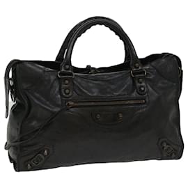 Balenciaga-BALENCIAGA The City Hand Bag Leather Black 115748 Auth ep1628-Black