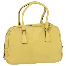 Prada-PRADA Bolsa de mão couro amarelo Auth cl744-Amarelo