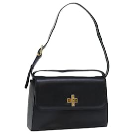 Céline-CELINE Shoulder Bag Leather Black Terre Domble Auth ep1625-Black,Other
