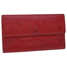 Louis Vuitton-Carteira Internacional LOUIS VUITTON Epi Porte Tresor Homem vermelho M63577 Autenticação de LV 53802-Vermelho,Outro