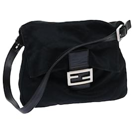 Fendi-FENDI Mamma Baguette Shoulder Bag Nylon Black Auth 53377-Black