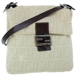 Fendi-FENDI Mamma Baguette Shoulder Bag Canvas Leather Beige Brown Auth 54030-Brown,Beige