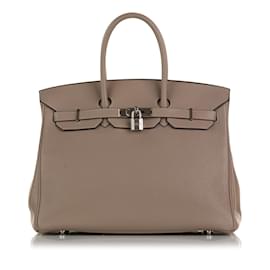 Hermès-HERMES  Handbags   Leather-Grey
