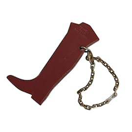 Hermès-Charm de sac à bottes en cuir-Rouge