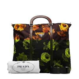Prada-Tessuto Stampato Sunflower Tote Bag-Brown