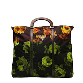 Prada-Tessuto Stampato Sunflower Tote Bag-Brown