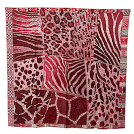 Hermès-Carré Pelages et Camouflage Silk Scarf-Red
