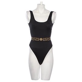 Versace Medusa Greca Badeanzug Einteiler Schwarz Schwarz