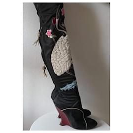 Yves Saint Laurent-bottes vintage en plumes d'autruche Yves saint Laurent-Multicolore
