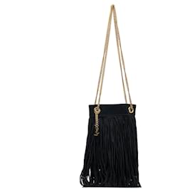 Saint Laurent-Saint Laurent Black Grace Fringe Hobo-Black