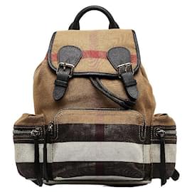 Burberry-House Check Canvas Backpack-Brown
