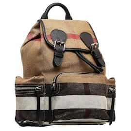 Burberry-House Check Canvas Backpack-Brown