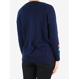 Autre Marque-Blauer Pullover mit V-Ausschnitt und Sternenmuster – Markengröße 1-Blau