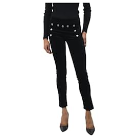 Veronica Beard-Calça em veludo preto com detalhe de botões - tamanho W 26-Preto