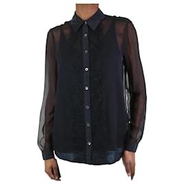 Autre Marque-Black sheer lace detail shirt - size XS-Black