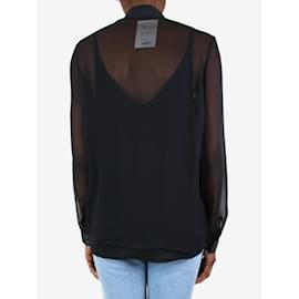 Autre Marque-Black sheer lace detail shirt - size XS-Black