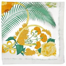 Hermès-Hermes Foulard en soie imprimé floral blanc-Blanc