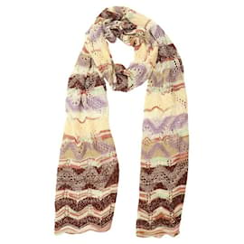 Missoni-Missoni Sciarpa lunga con scialle in maglia di viscosa e cotone multicolore Zig Zag-Multicolore