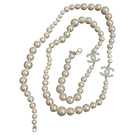 Chanel-Chanel faux pearl necklace-Silvery