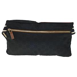 Gucci-GUCCI GG Canvas Sherry Line Waist bag Navy White 28566 auth 53375-White,Navy blue
