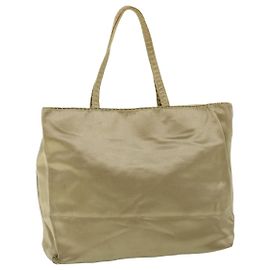 PRADA Borsa Tote Satin Beige Auth cl754 Beige