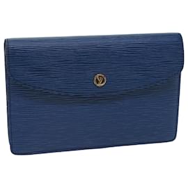 Louis Vuitton-LOUIS VUITTON Epi Montaigne 23 Clutch Bag Blue M52665 LV Auth ar10136b-Blue
