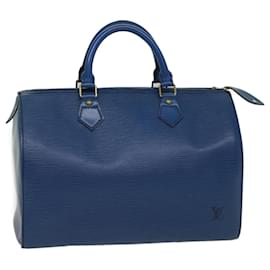 Louis Vuitton-Louis Vuitton Epi Speedy 30 Bolsa de Mão Azul Toledo M43005 Autenticação de LV 53604-Outro