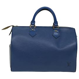 Louis Vuitton-Louis Vuitton Epi Speedy 30 Bolsa de Mão Azul Toledo M43005 Autenticação de LV 53604-Outro