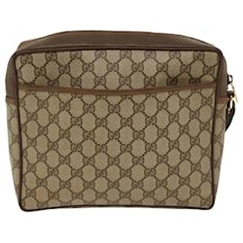 Gucci-GUCCI GG Canvas Clutch Bag PVC Leder Beige Auth yb355-Beige