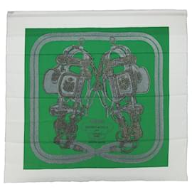 Hermès-HERMÈS CARRÉ 90 BRIDES de GALA Foulard Soie Vert Blanc Auth 53773-Blanc,Vert