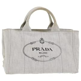 Prada-PRADA Canapa MM Hand Bag Canvas White Auth ep1685-White